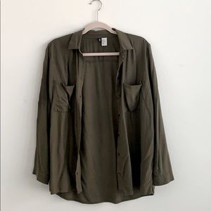 H&M Olive Button Down